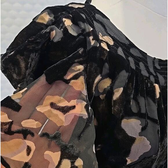 Caara Womens Velvet Burnout Flutter Maxi Dress XL Whimsigoth Fairy Grunge Black - Picture 7 of 10